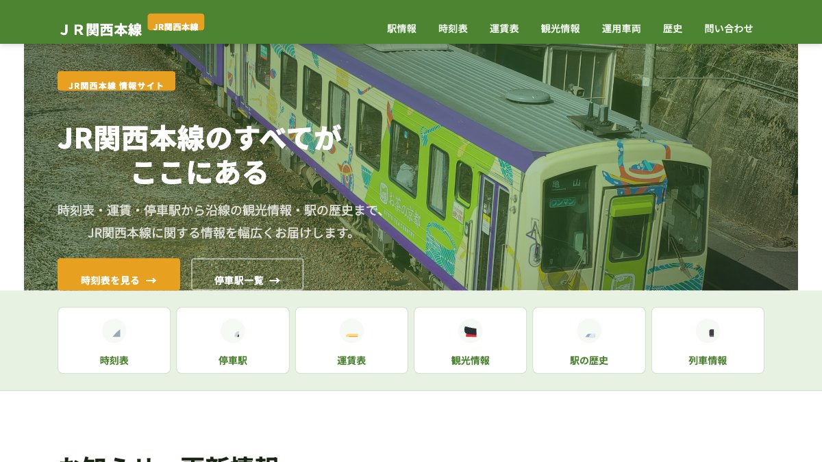 JR関西本線ガイドのトップページ スクリーンショット